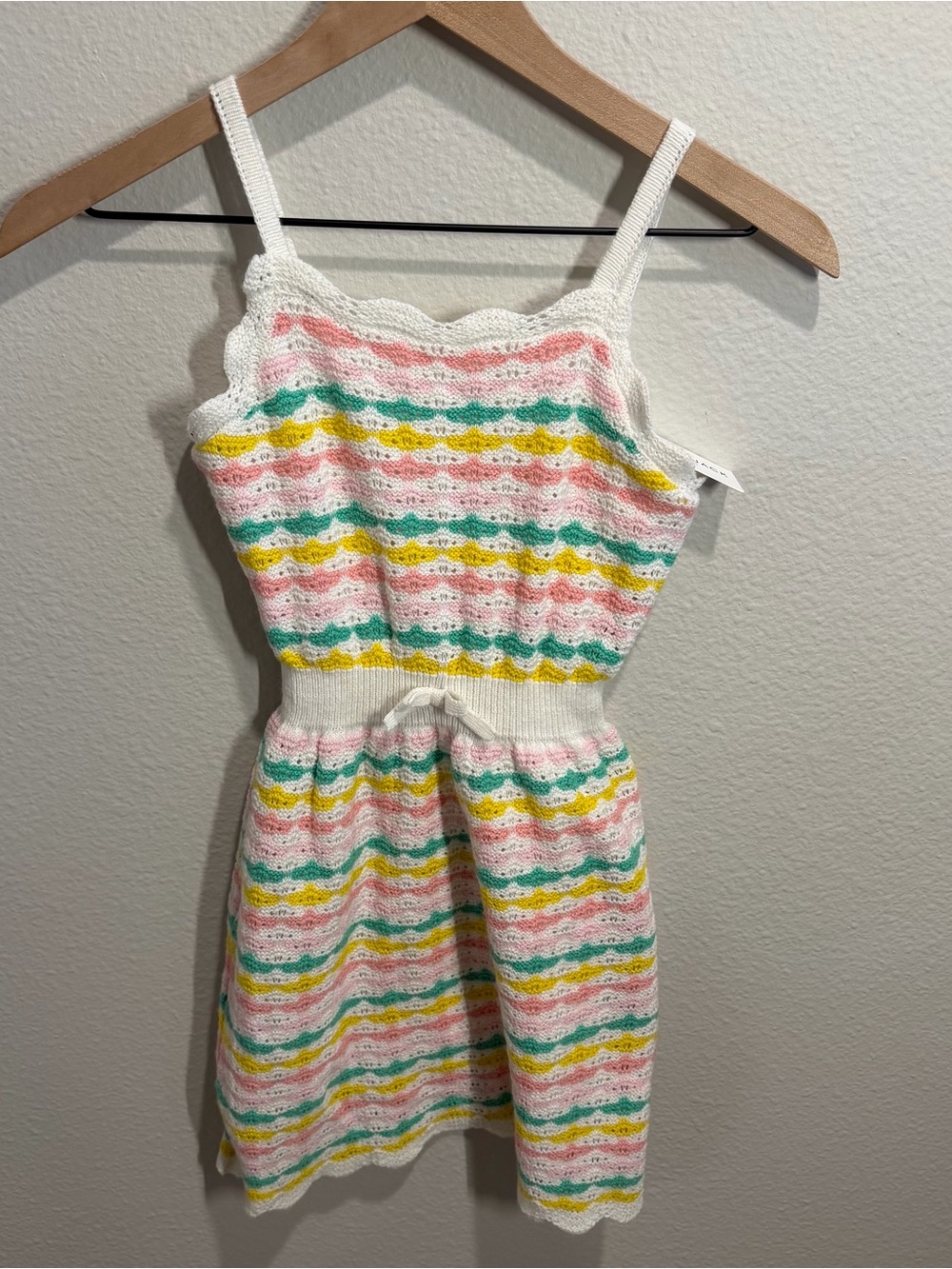 NWT Janie and Jack Color Wave Crochet Pastel Stripe Dress